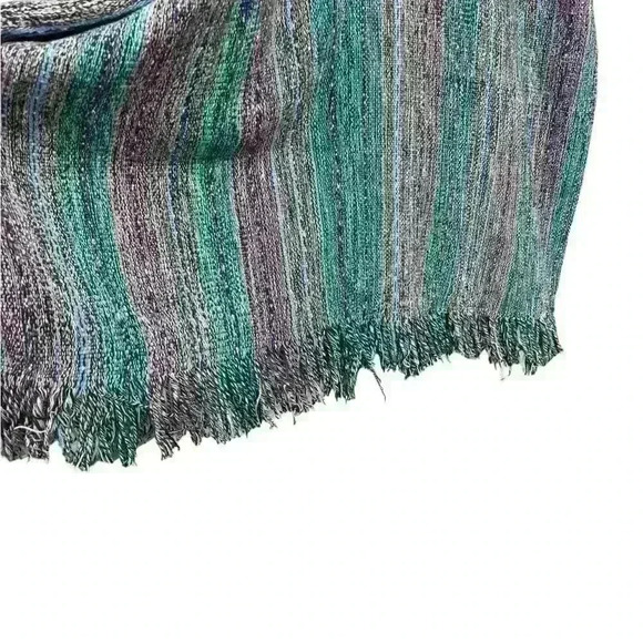Vintage handmade Blind Bay boho thick embroidered colorful striped Shawl fringe - Picture 3 of 5